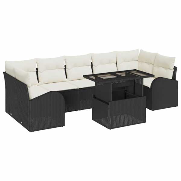 vidaXL Aia Diivanikomplekt 8 tk Must Pol&uuml; Rattan