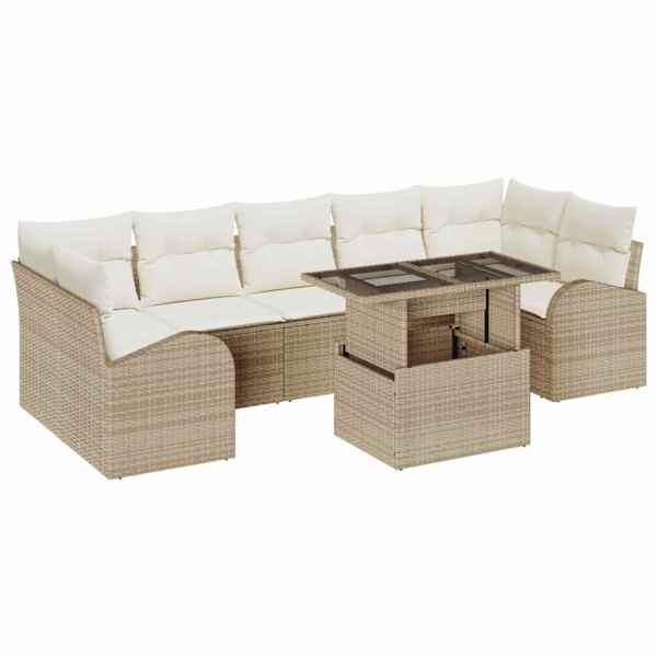 vidaXL Aia Diivanikomplekt 8 tk Beež Pol&uuml; Rattan