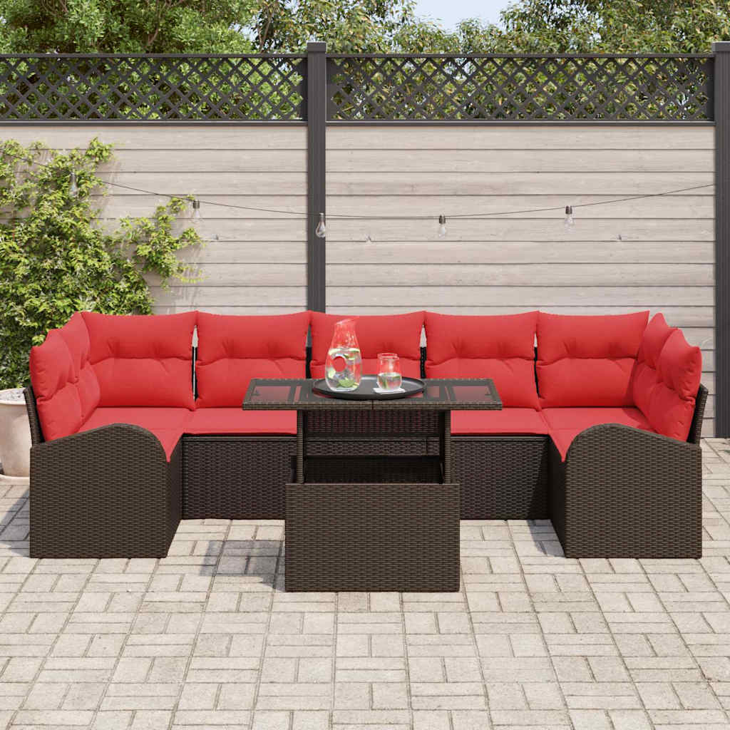 vidaXL Gartensofa-set mit Kissen mit Speicher 8 pcs Braun Poly Rattan – Bild 3