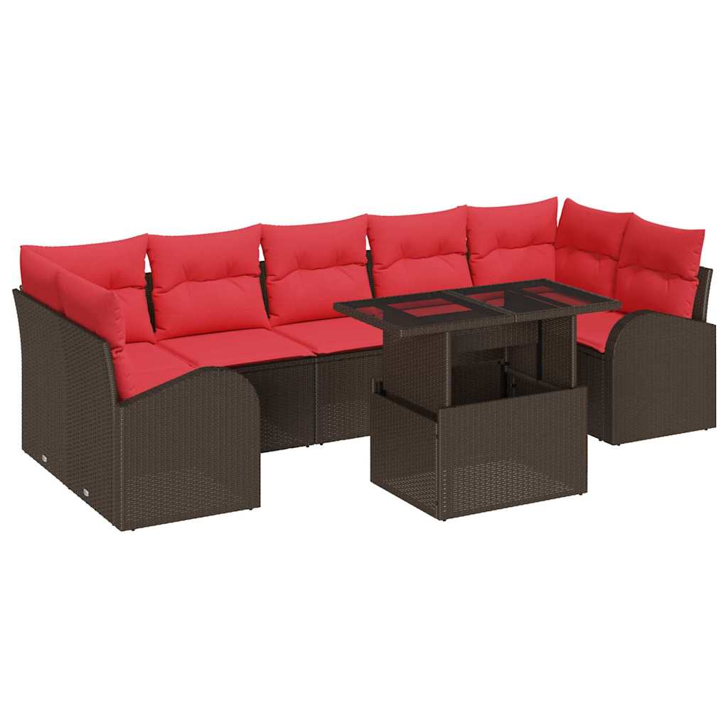 vidaXL Gartensofa-set mit Kissen mit Speicher 8 pcs Braun Poly Rattan – Bild 2