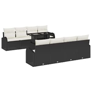 vidaXL Aia Diivanikomplekt 9 tk Must Pol&uuml; Rattan