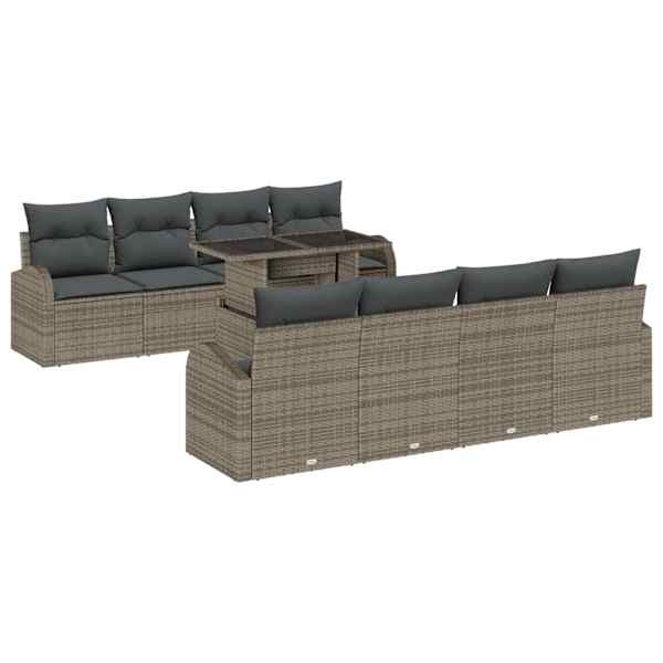 vidaXL Aia Diivanikomplekt 9 tk Hall Pol&uuml; Rattan
