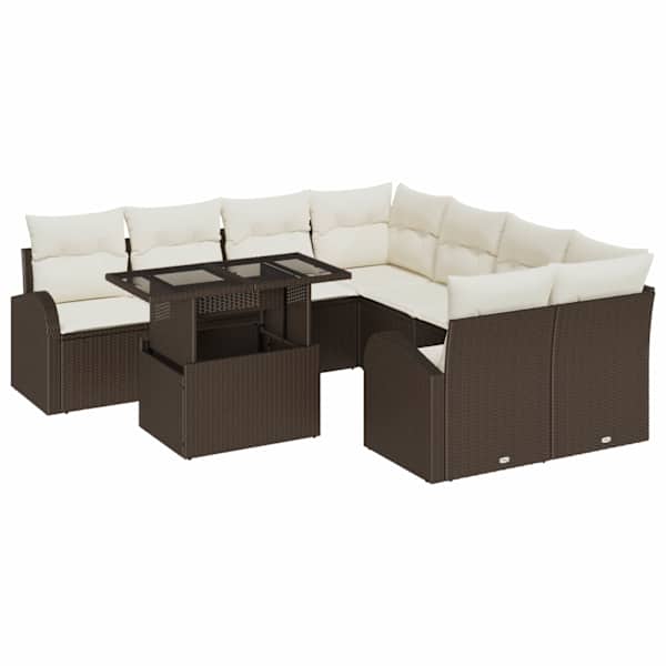vidaXL Aia Diivanikomplekt 9 tk Pruun Pol&uuml; Rattan