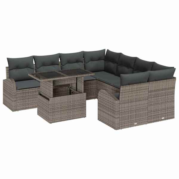 vidaXL Aia Diivanikomplekt 9 tk Hall Pol&uuml; Rattan