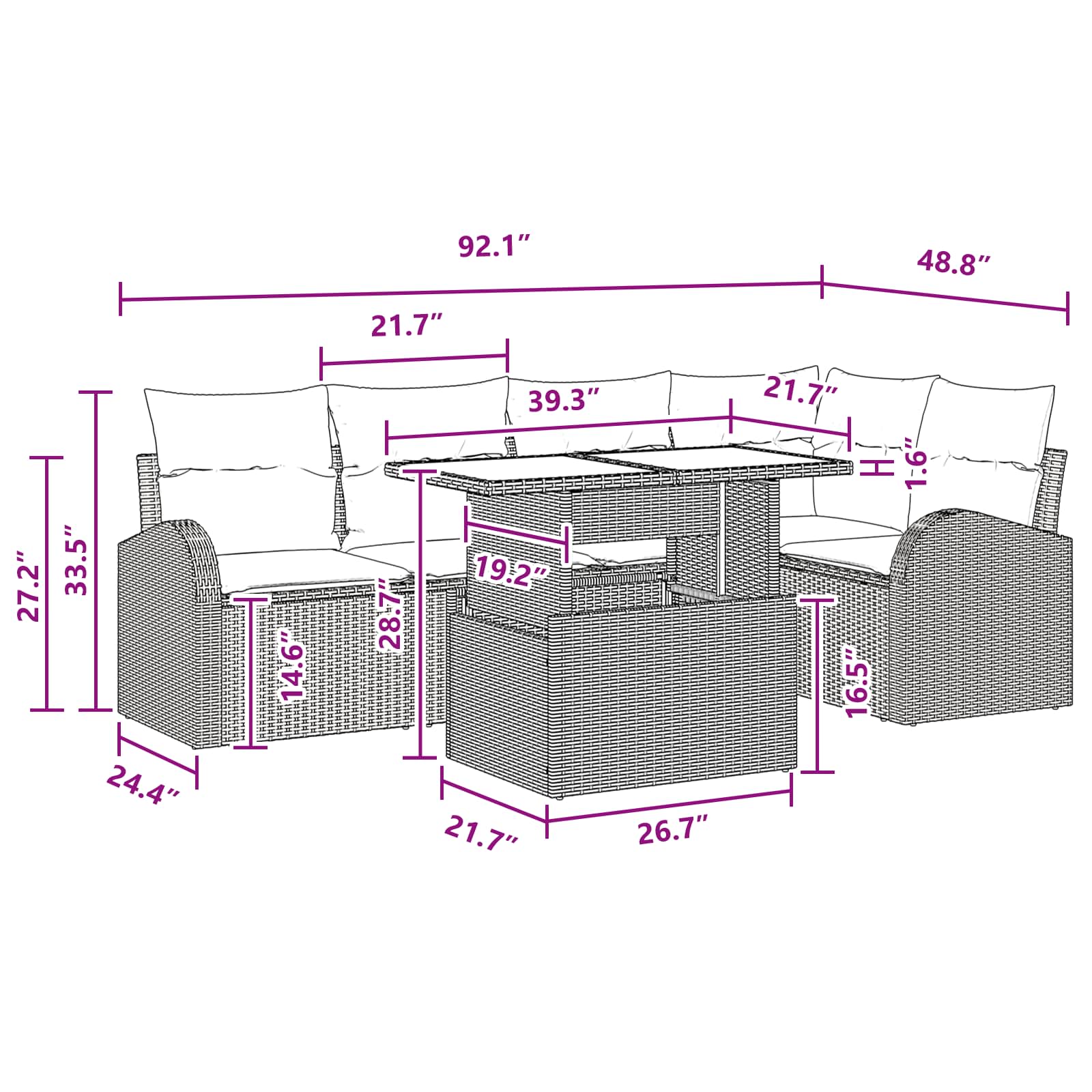 Tuin Sofa Set met kussen met opslag 6 pcs Bruin Poly riet - Afbeelding 10