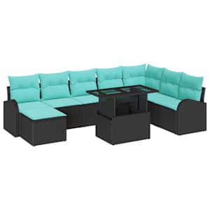 Sada zahradních pohovek s úložištěm 9 pcs Černá Poly ratan - obrázek 2