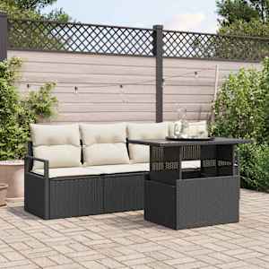 Vrtna sedežna garnitura s shranjevanjem 5 pcs Črna Poly ratan