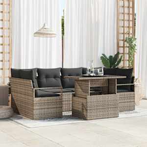 Vrtna sedežna garnitura s shranjevanjem 7 pcs Siva Poly ratan