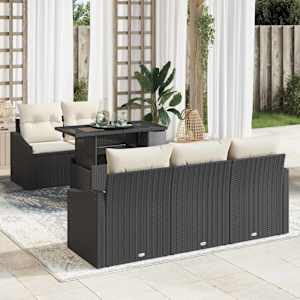 Vrtna sedežna garnitura s shranjevanjem 6 pcs Črna Poly ratan