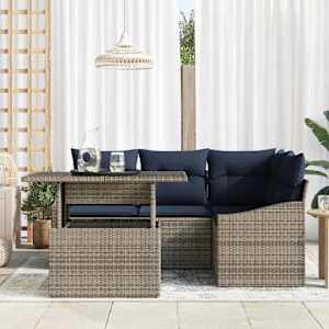 Sada zahradních pohovek s polštářem 5 pcs Šedá a námořnická - obrázek 3