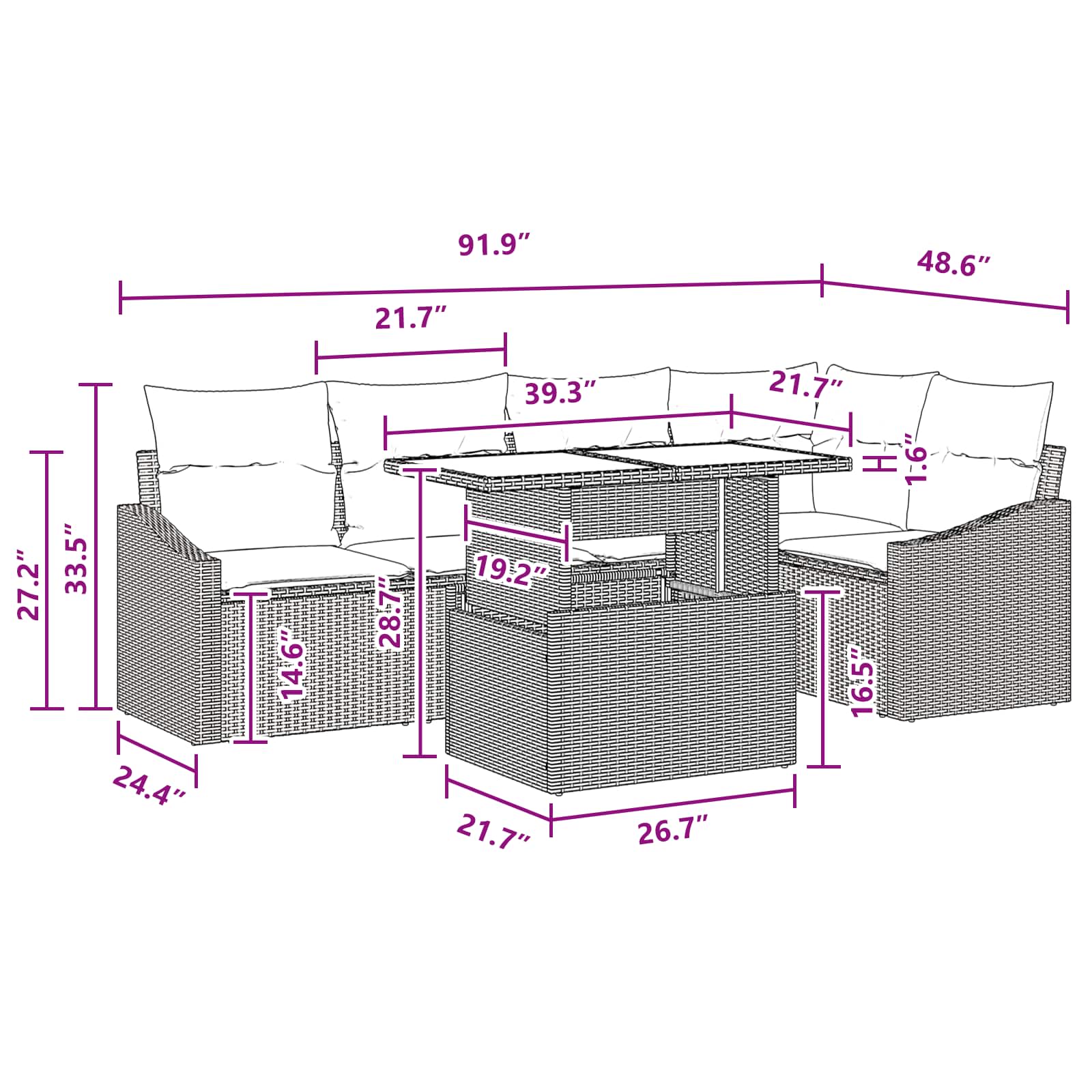 Tuin Sofa Set met kussen met opslag 6 pcs Grijs en Marineblauw - Afbeelding 10