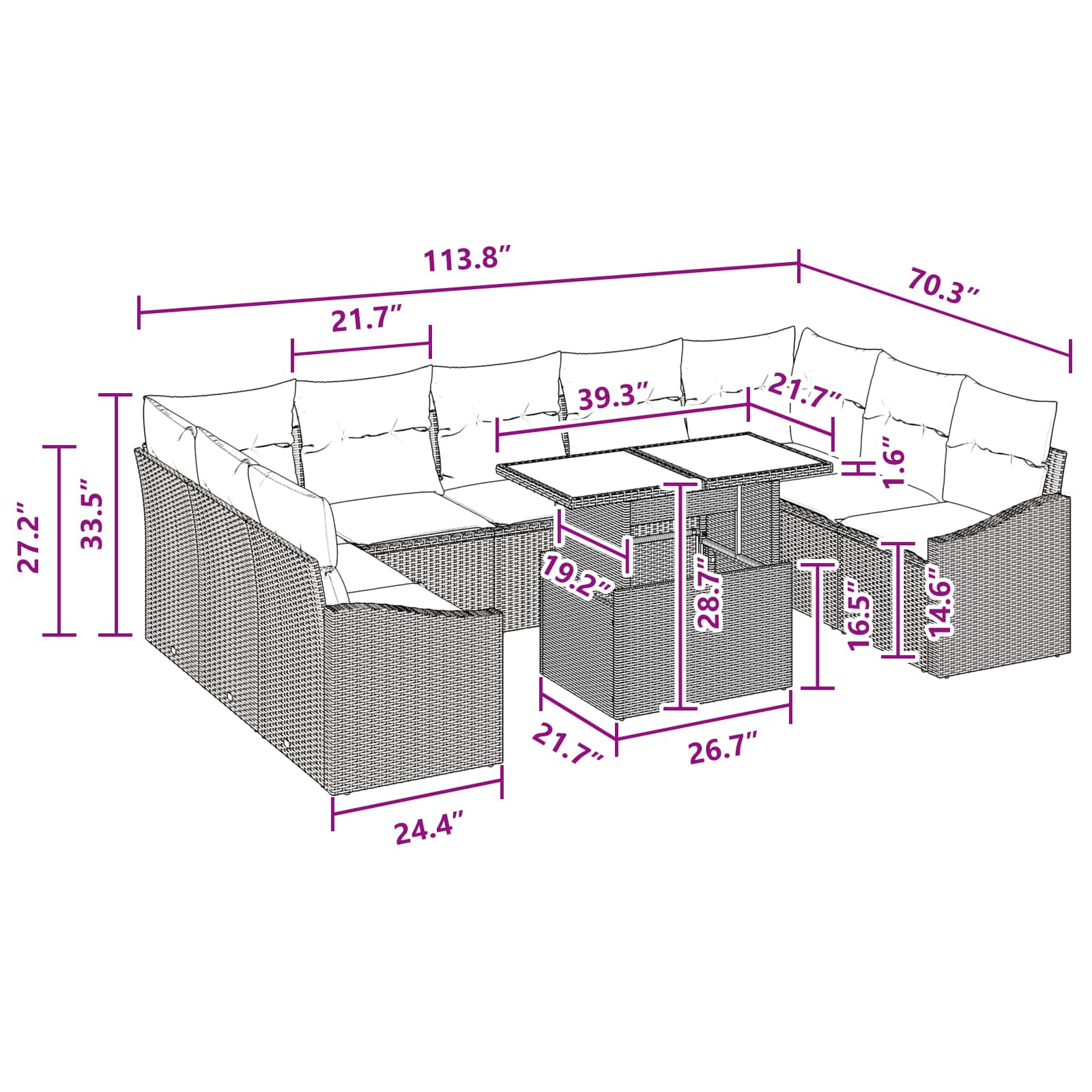Tuin Sofa Set met kussen met opslag 10 pcs Grijs en Marineblauw - Afbeelding 11
