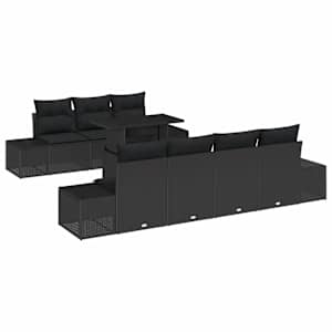 Sada zahradních pohovek s polštářem 8 pcs Černá - obrázek 2