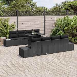 Sada zahradních pohovek s polštářem s úložištěm 9 pcs Černá - obrázek 3