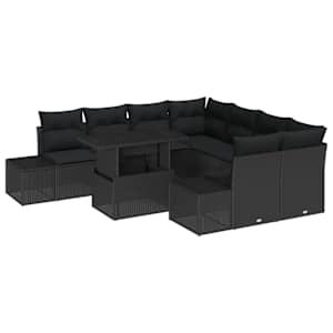 Sada zahradních pohovek s polštářem s úložištěm 9 pcs Černá - obrázek 2