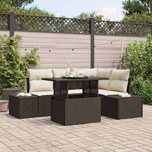 Vrtna sedežna garnitura z blazino 5 pcs Rjava poli ratan