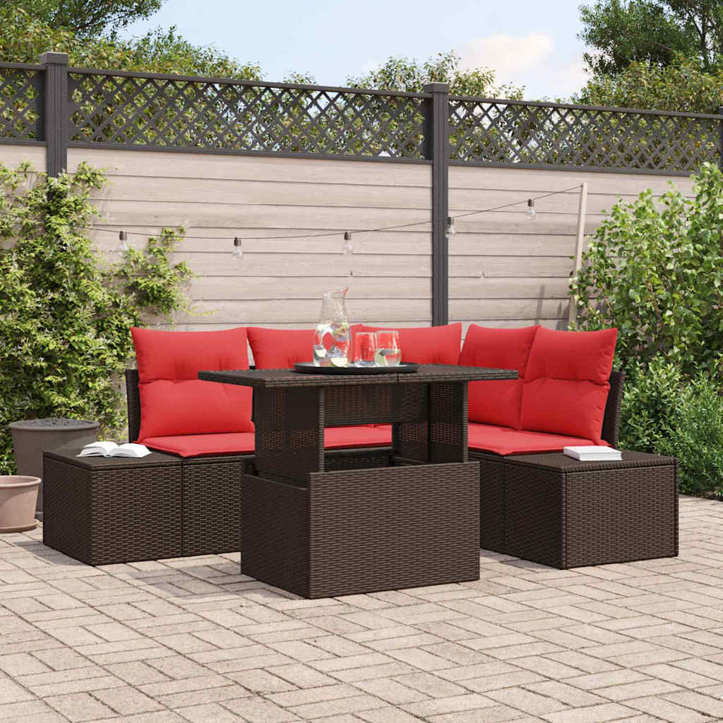 vidaXL Gartensofa-set 5 stk. Braun Poly-Rattan