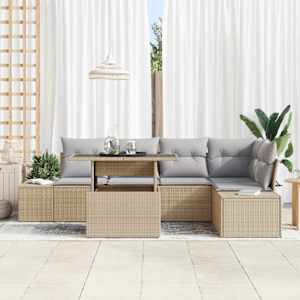 Sada zahradních pohovek s úložištěm 6 pcs Béžová Poly ratan - obrázek 3