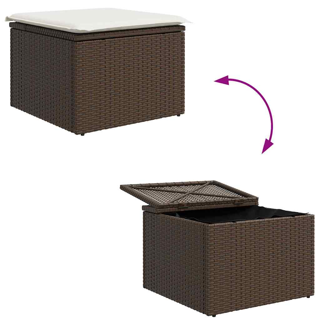 Sada zahradních pohovek s úložištěm 7 pcs Hnědá Poly ratan - obrázek 16
