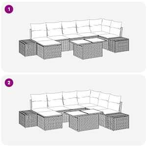 Sada zahradních pohovek s úložištěm 8 pcs Hnědá Poly ratan - obrázek 9