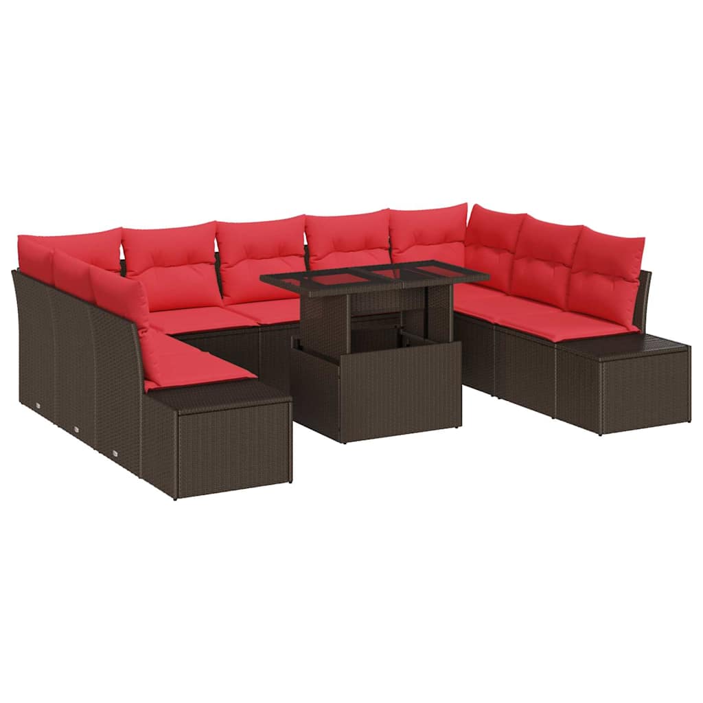 vidaXL Gartensofa-set 10 stk. Braun Poly-Rattan – Bild 2