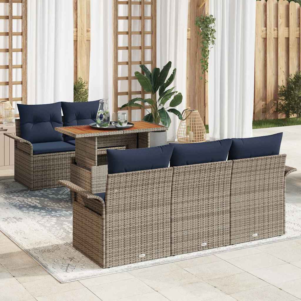 vidaXL Set de canapele pentru grădină 6 pcs Gri Rattan poli