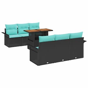 Sada zahradních pohovek s úložištěm 7 pcs Černá Poly ratan - obrázek 2