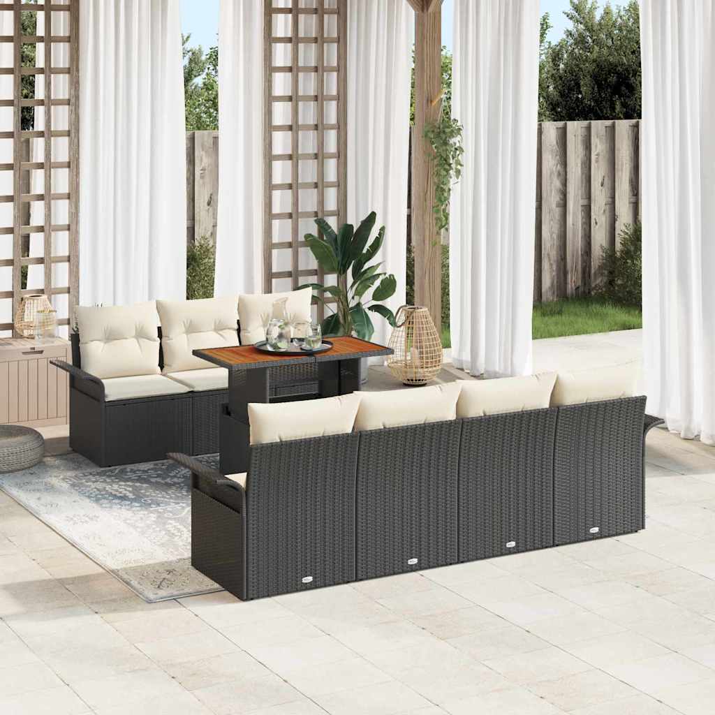 8 stk have sofa sæt med puder sort poly rattan, vidaXL 2-personers have sofa med opbevaring & puder sort poly rattan