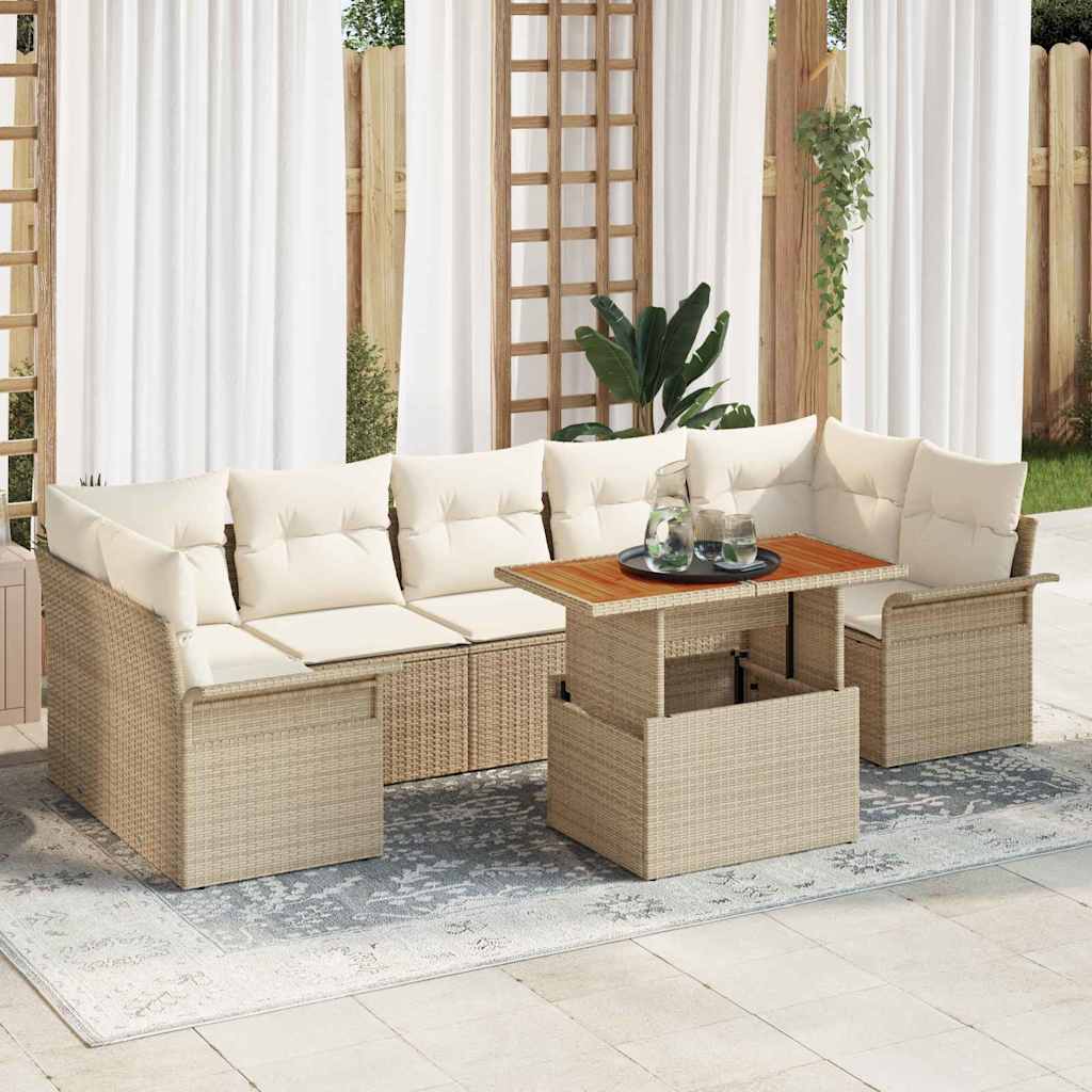 8-osaline aia diivansari padjadega beež polü rattan, vidaXL 2-kohaline aia diivan sahtliga ja padjadega beež polü rattan