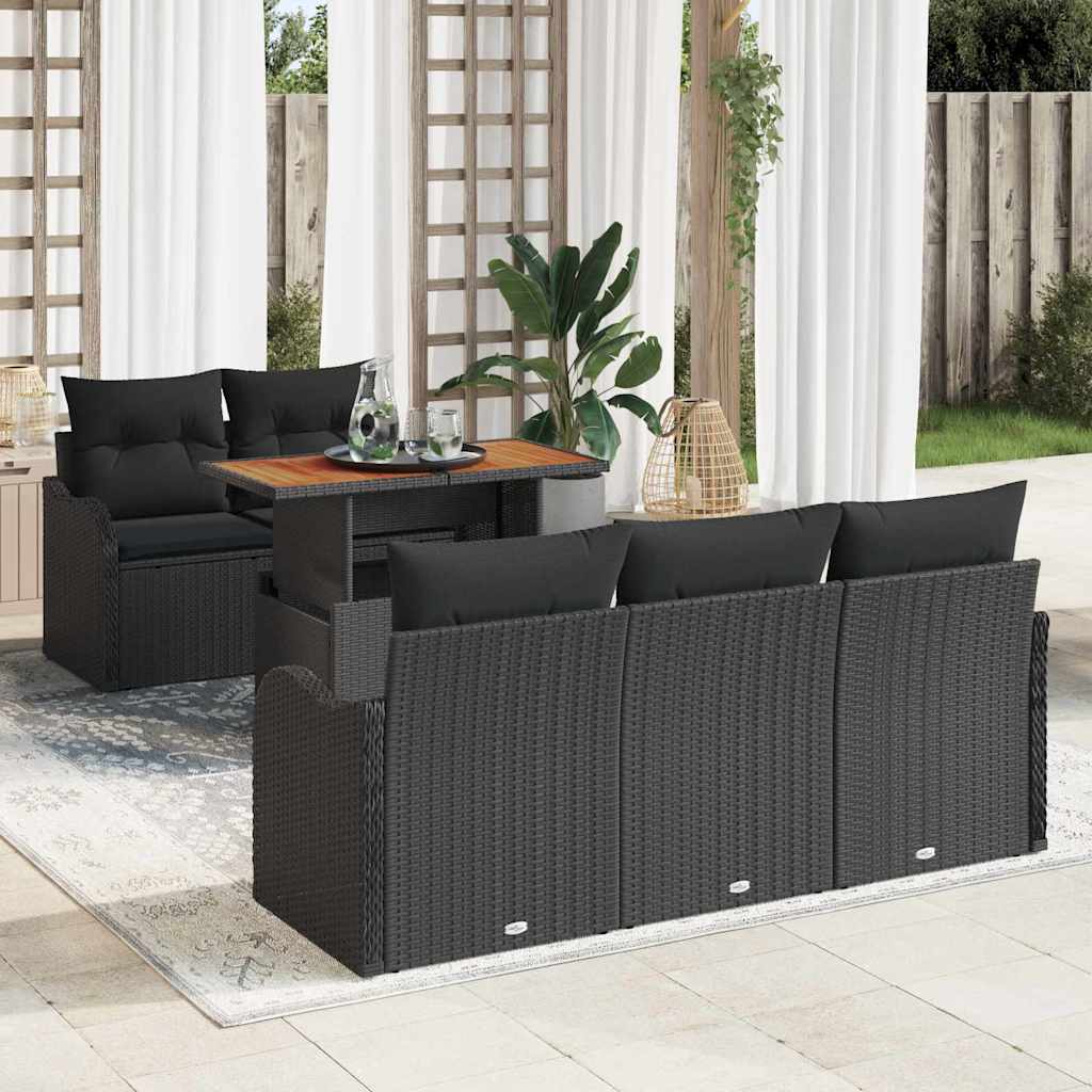 Garden Sofa Set with Storage 6 pcs Black Poly rattan 3358137
