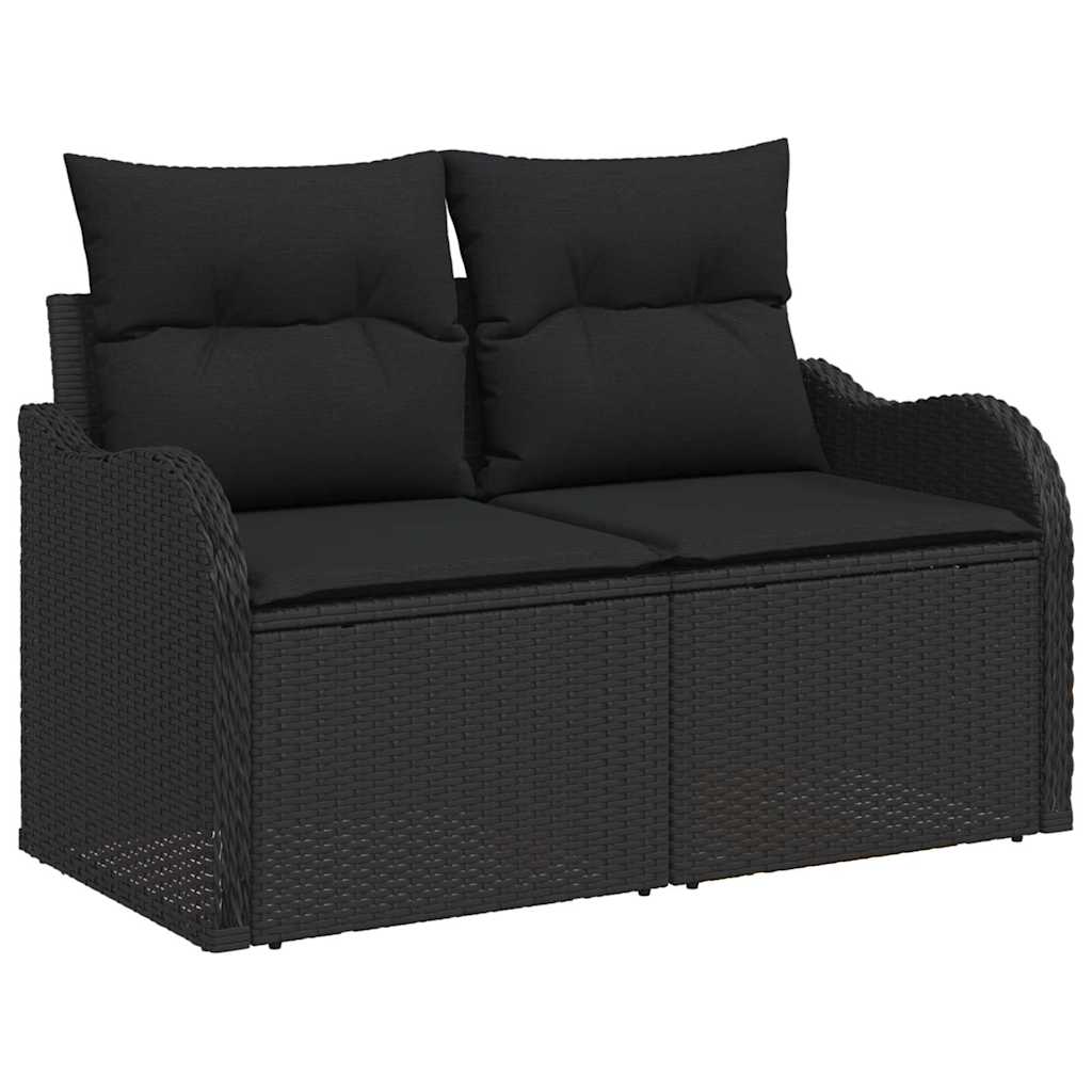 Garden Sofa Set with Storage 6 pcs Black Poly rattan 3358137