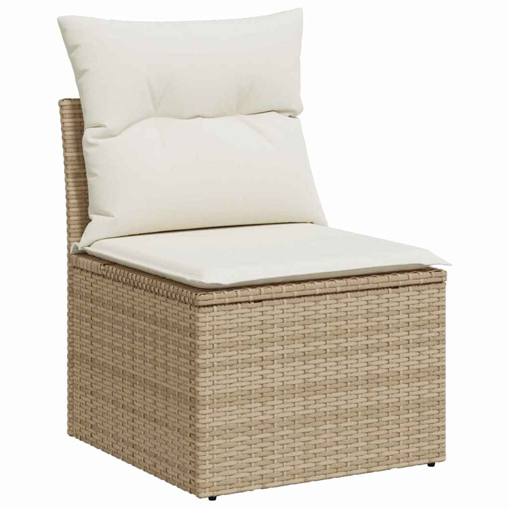 vidaXL 9-delige tuinset met kussens in beige poly rattan
