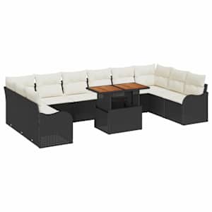 Vrtna sedežna garnitura s shranjevanjem 11 pcs Črna Poly ratan