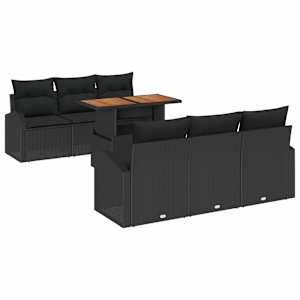 Sada zahradních pohovek s úložištěm 7 pcs Černá Poly ratan - obrázek 2