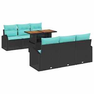 Sada zahradních pohovek s úložištěm 7 pcs Černá Poly ratan - obrázek 2
