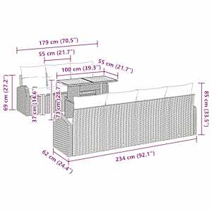 Sada zahradních pohovek s úložištěm 8 pcs Šedá Poly ratan - obrázek 13