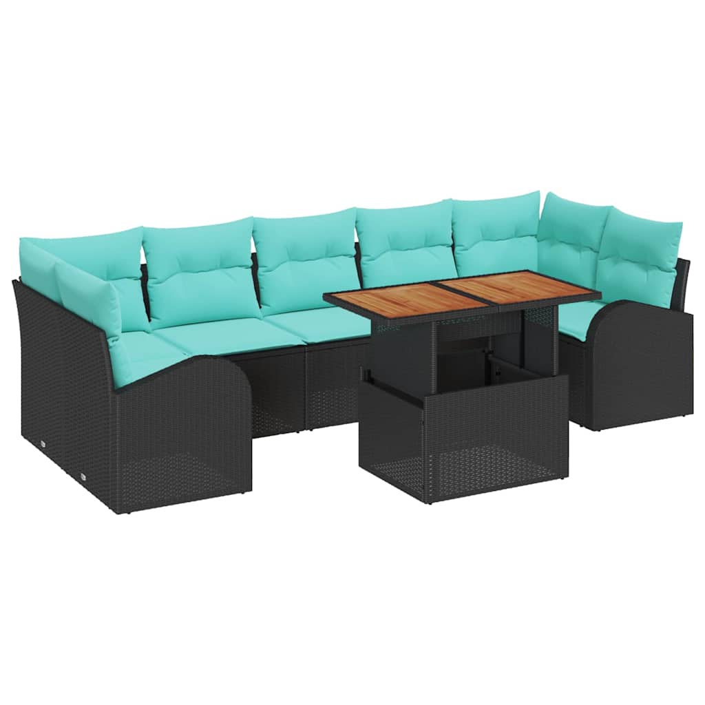 vidaXL Garten-Sofa-Set mit Speicher 8 pcs Schwarz Poly Rattan – Bild 2