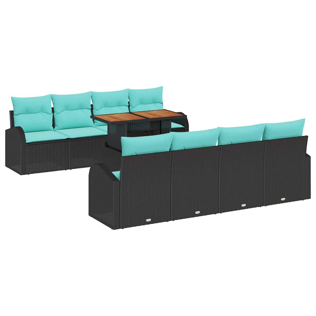 vidaXL Garten-Sofa-Set mit Speicher 9 pcs Schwarz Poly Rattan – Bild 2