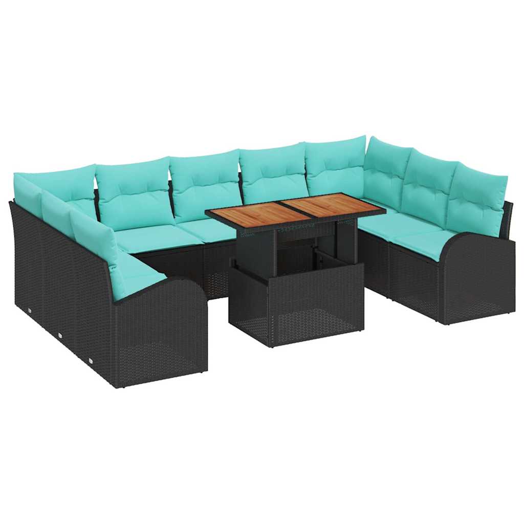 vidaXL Garten-Sofa-Set mit Speicher 10 pcs Schwarz Poly Rattan – Bild 2