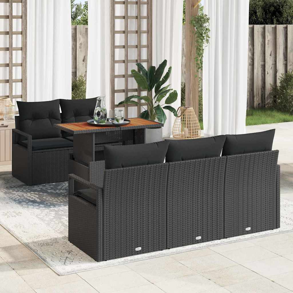 Garden Sofa Set with Storage 6 pcs Black Poly rattan 3358389