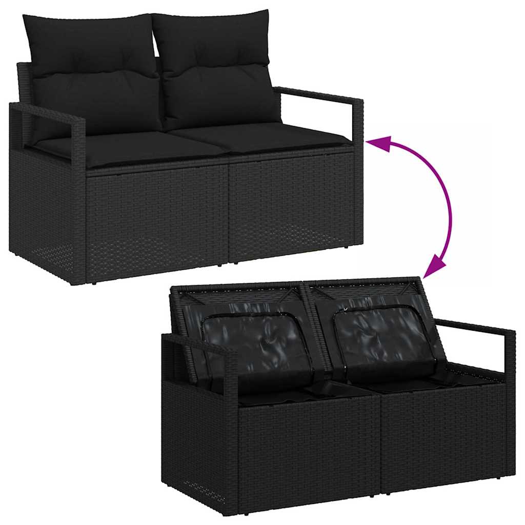 Garden Sofa Set with Storage 6 pcs Black Poly rattan 3358389