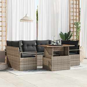 Vrtna sedežna garnitura s shranjevanjem 7 pcs Siva Poly ratan