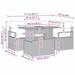 Sada zahradních pohovek s úložištěm 5 pcs Béžová Poly ratan - obrázek 15