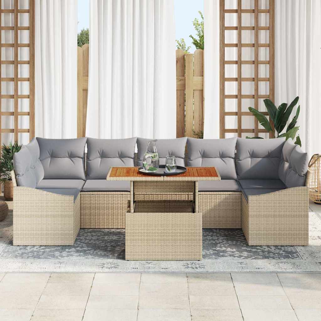 vidaXL Tuin Sofa Set met kussen met opslag 8 pcs Beige, Lichtgrijs