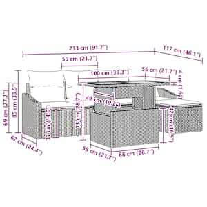 Sada zahradních pohovek s úložištěm 6 pcs Béžová Poly ratan - obrázek 15
