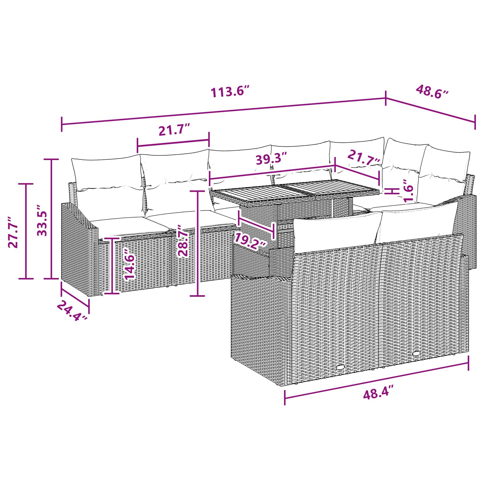 Tuin Sofa Set met opslag 9 pcs Grijs Poly riet - Afbeelding 11
