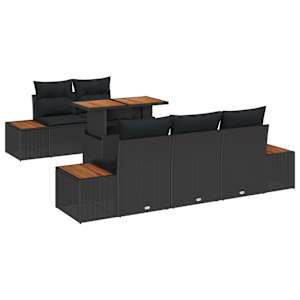 Sada zahradních pohovek s úložištěm 6 pcs Černá Poly ratan - obrázek 2