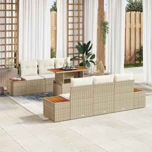 Vrtna sedežna garnitura s shranjevanjem 7 pcs Bež Poly ratan