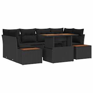Sada zahradních pohovek s úložištěm 7 pcs Černá Poly ratan - obrázek 2