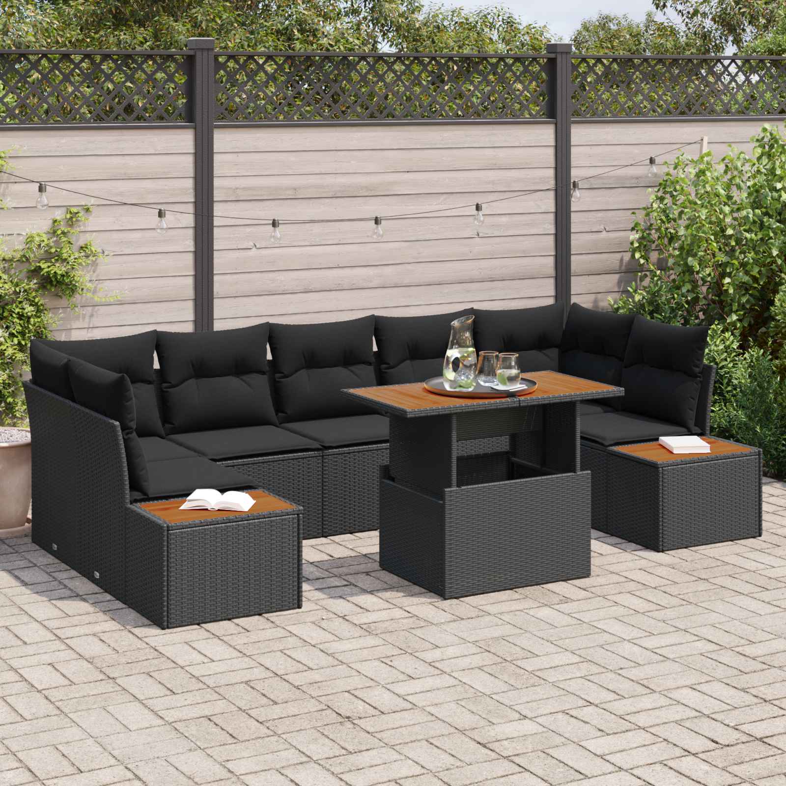 vidaXL Set de canapele pentru grădină 8 pcs Negru Rattan poli